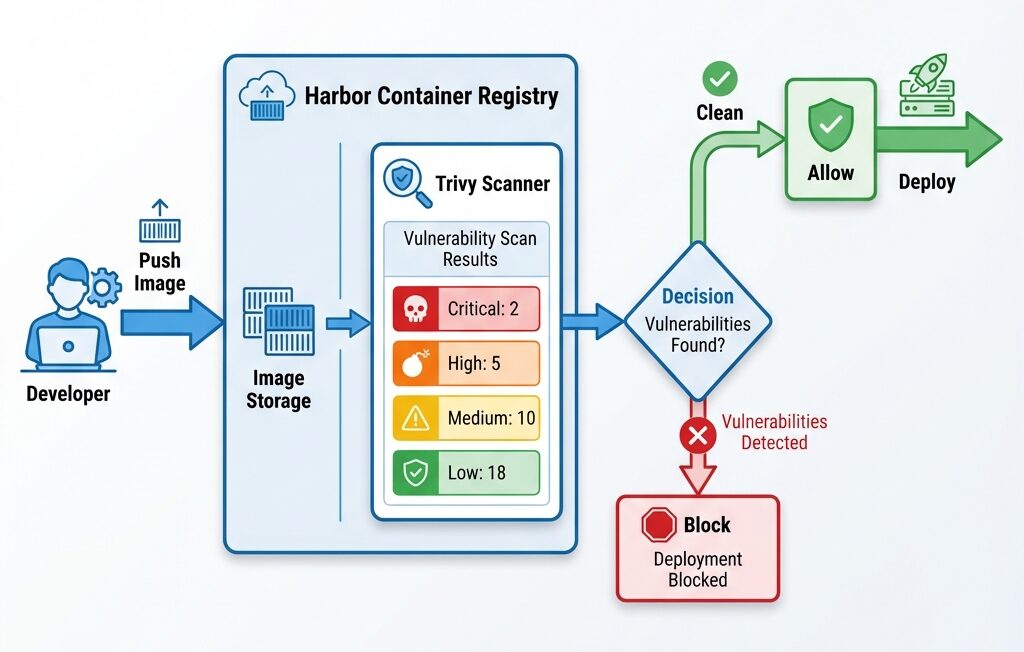 Workflow Harbor + Trivy pour le scan de vulnérabilités des images Docker